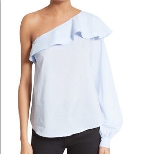 A.L.C. Brielle One Shoulder Top Light Blue Small